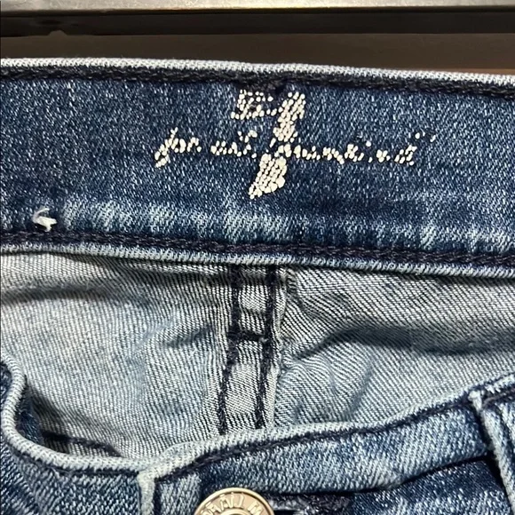 (2 for $25) 7 For All Mankind Blue Skinny Jeans with Tapered Leg - Picture 4 of 6